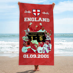 Football Art England 2001 Beach Towel - 150cm x 75cm