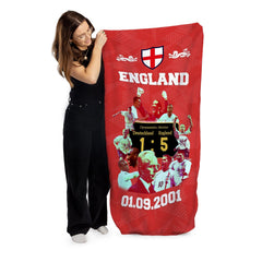 Football Art England 2001 Beach Towel - 150cm x 75cm