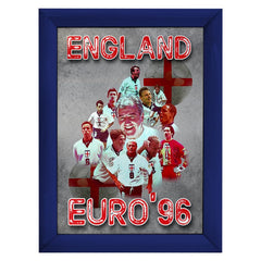 Football Art England Euros 1996 - A4 Metal Sign Plaque - Frame Options Available