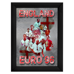 Football Art England Euros 1996 - A4 Metal Sign Plaque - Frame Options Available
