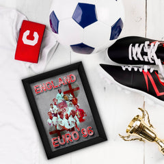 Football Art England Euros 1996 - A4 Metal Sign Plaque - Frame Options Available
