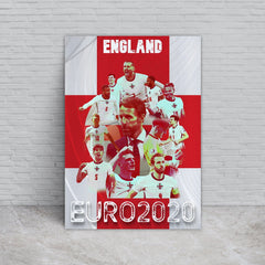 Football Art England Euros 2020 - A4 Metal Sign Plaque - Frame Options Available