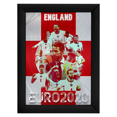 Football Art England Euros 2020 - A4 Metal Sign Plaque - Frame Options Available