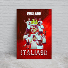 Football Art England Italia 90 - A4 Metal Sign Plaque - Frame Options Available