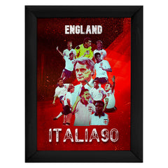 Football Art England Italia 90 - A4 Metal Sign Plaque - Frame Options Available