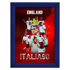 Football Art England Italia 90 - A4 Metal Sign Plaque - Frame Options Available