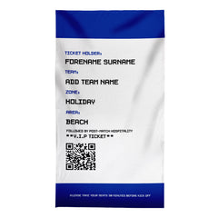 Football Ticket - Blue - Personalised Lightweight, Microfibre Retro Beach Towel - 150cm x 75cm