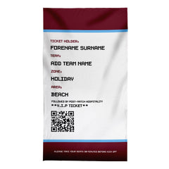 Football Ticket - Claret & Blue - Personalised Lightweight, Microfibre Retro Beach Towel - 150cm x 75cm