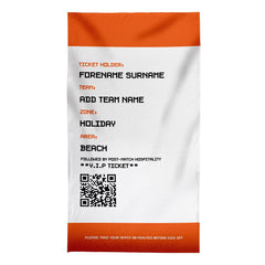 Football Ticket - Orange - Personalised Lightweight, Microfibre Retro Beach Towel - 150cm x 75cm