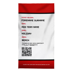 Football Ticket - Red & Black - Personalised Lightweight, Microfibre Retro Beach Towel - 150cm x 75cm