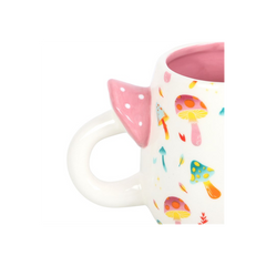 Funky Fungi Print Mug with Mushroom Handle