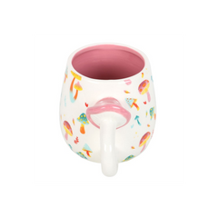 Funky Fungi Print Mug with Mushroom Handle