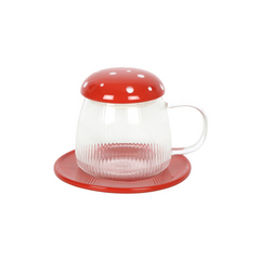 Glass Mushroom Mug and Saucer