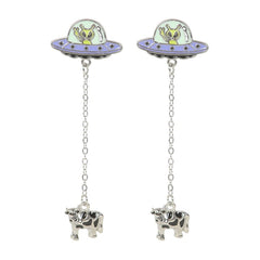 Glow in the Dark Alien Abduction Dangle Earrings