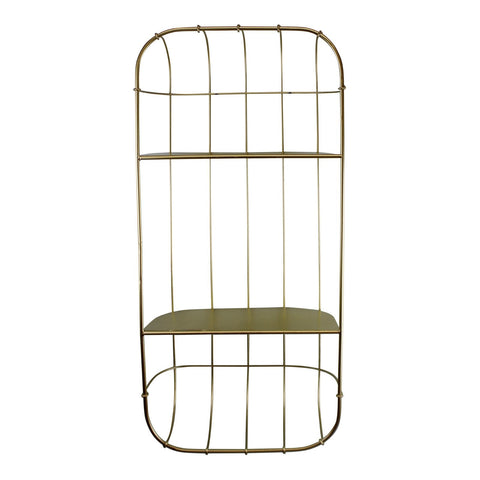 Gold Metal Wall Double Storage Shelf, Basket Design