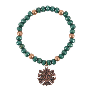 Green Man Wooden Charm Bracelet