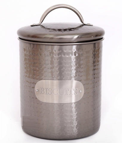 Grey Stainless Steel Biscuit Tin