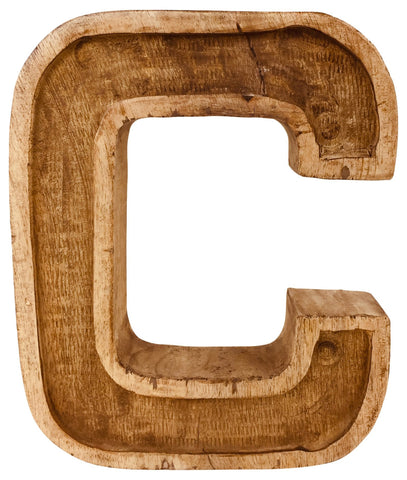 Hand Carved Wooden Embossed Letter C