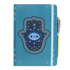 Hand of Hamsa A5 Notebook with Crystal Chip Pen