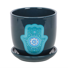 Hand of Hamsa Ceramic Plant Pot