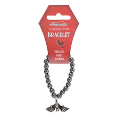 Hanging Bat Hematite Charm Bracelet