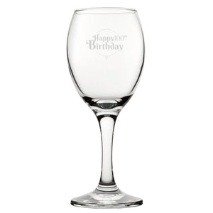 Happy 100th Birthday Balloon Design - Engraved Novelty Wine Glass