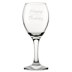 Happy 20th Birthday Modern Design - Engraved Novelty Wine Glass