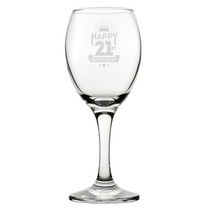 Happy 21st Birthday Cake - Engraved Novelty Wine Glass