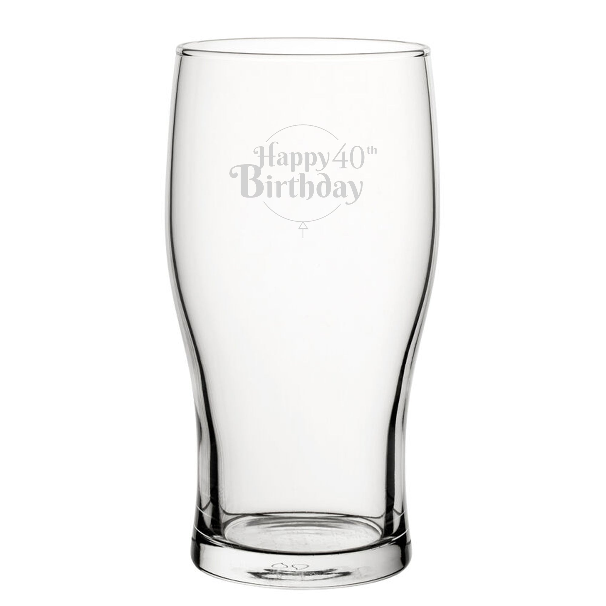 Happy 40th Birthday Balloon Design - Engraved Novelty Tulip Pint Glass