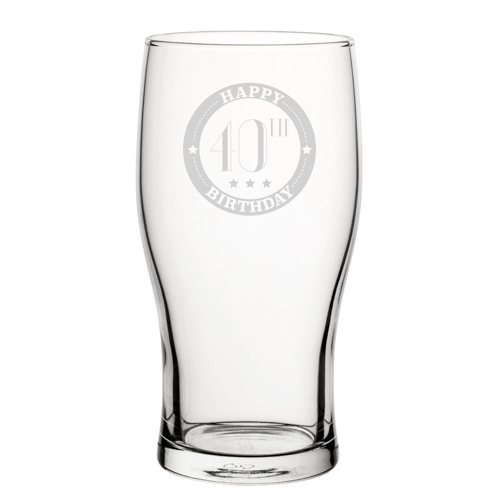 Happy 40th Birthday - Engraved Novelty Tulip Pint Glass