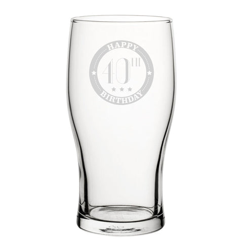 Happy 40th Birthday - Engraved Novelty Tulip Pint Glass