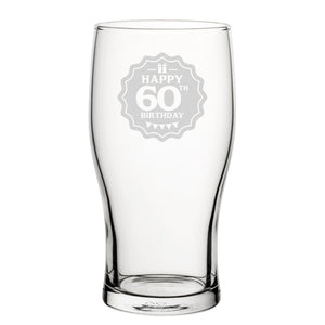 Happy 60th Birthday - Engraved Novelty Tulip Pint Glass