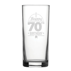 Happy 70th Birthday - Engraved Novelty Hiball Glass