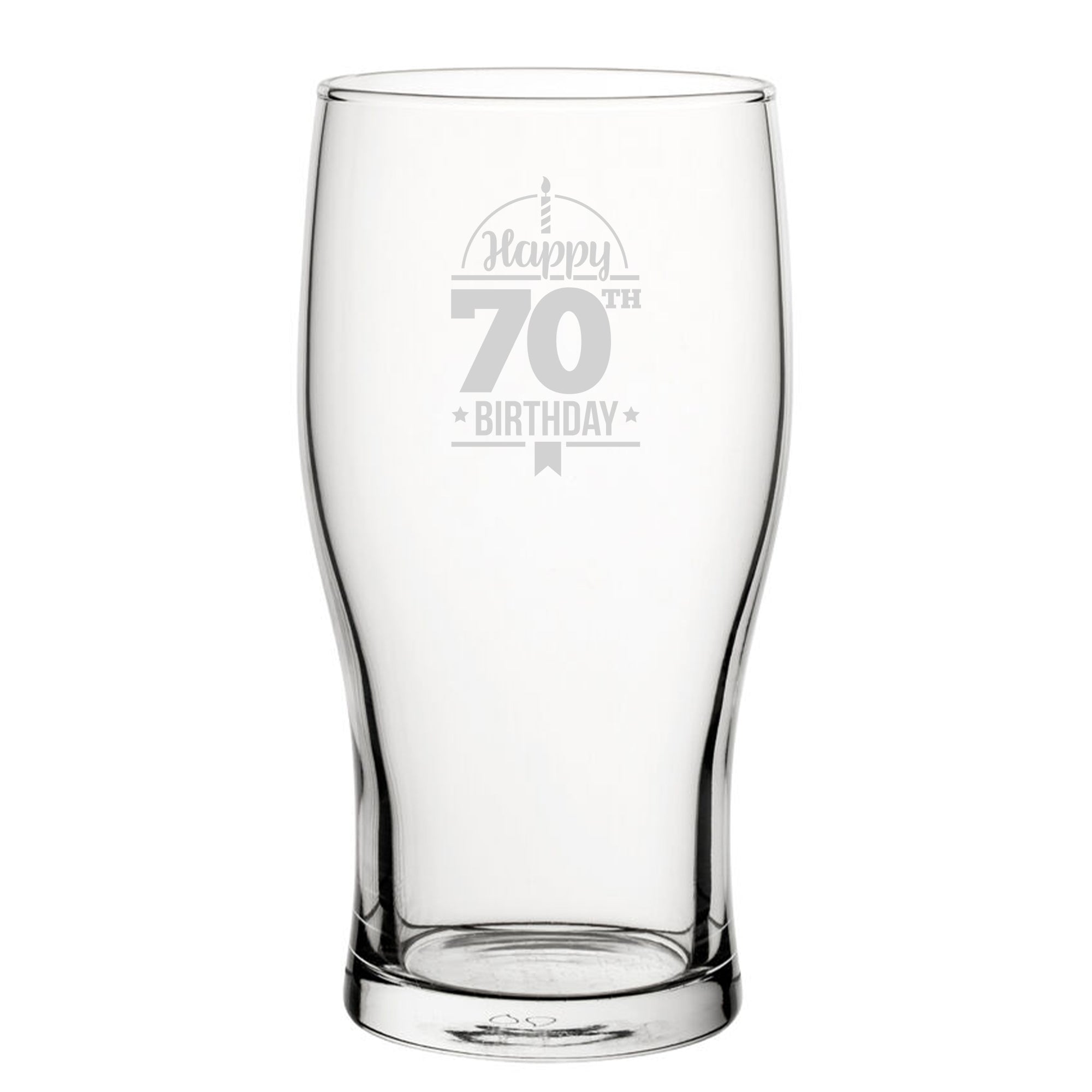 Happy 70th Birthday - Engraved Novelty Tulip Pint Glass