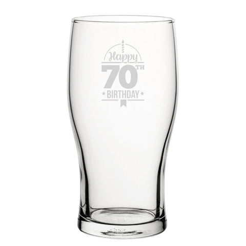 Happy 70th Birthday - Engraved Novelty Tulip Pint Glass