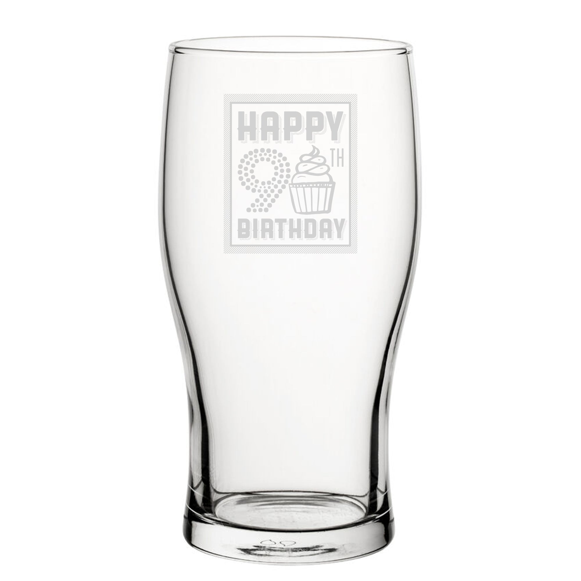 Happy 90th Birthday - Engraved Novelty Tulip Pint Glass