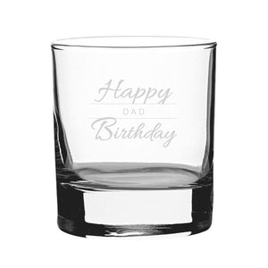 Happy Birthday Dad Modern Design - Engraved Novelty Whisky Tumbler