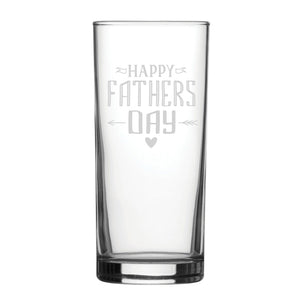 Happy Fathers Day Arrow Design - Engraved Novelty Hiball Glass