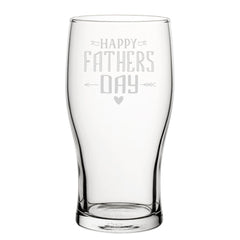 Happy Fathers Day Arrow Design - Engraved Novelty Tulip Pint Glass