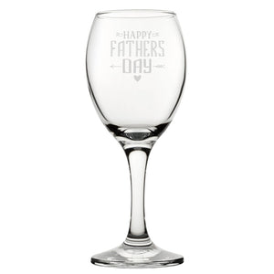 Happy Fathers Day Arrow Design - Engraved Novelty Wine Glass