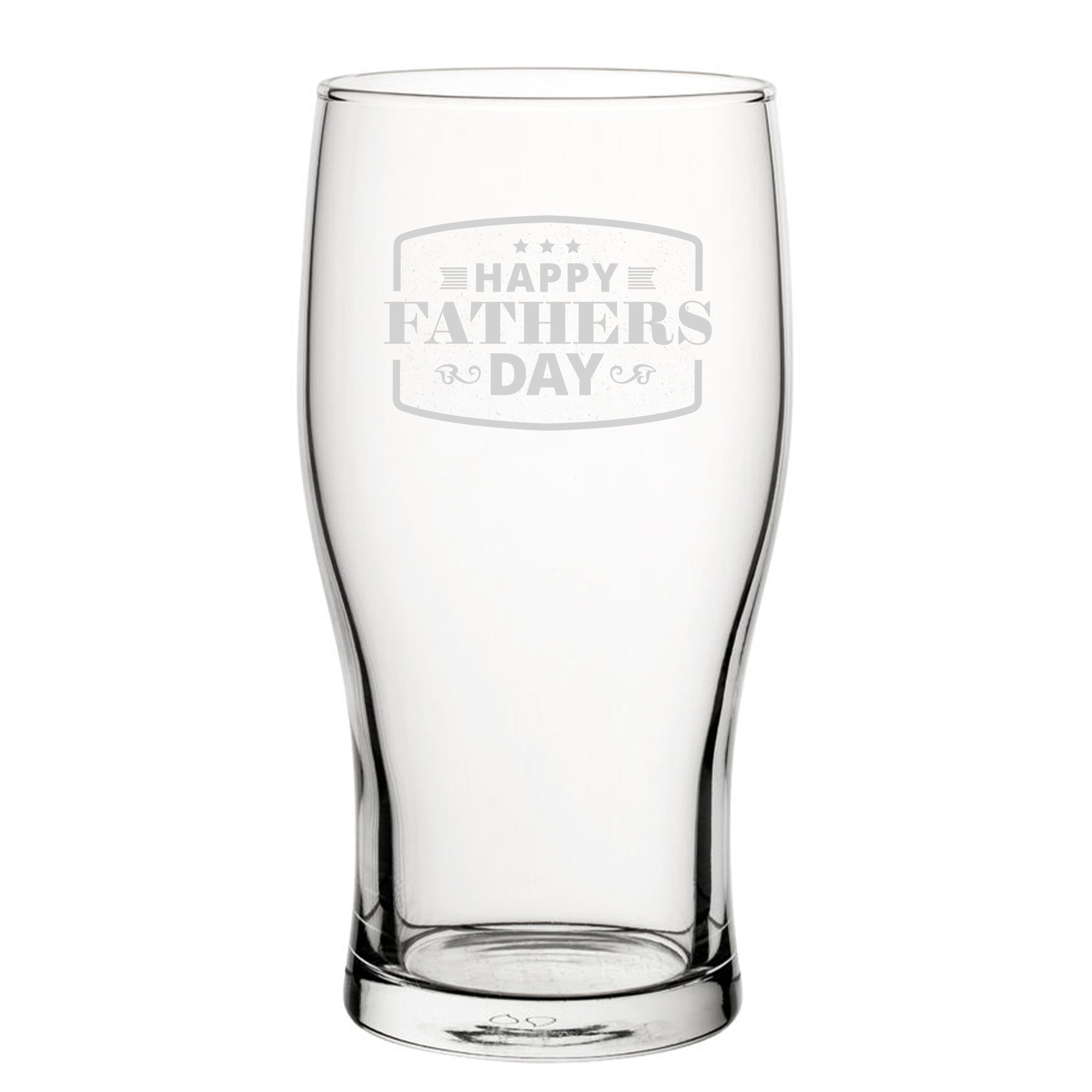 Happy Fathers Day Bordered Design - Engraved Novelty Tulip Pint Glass