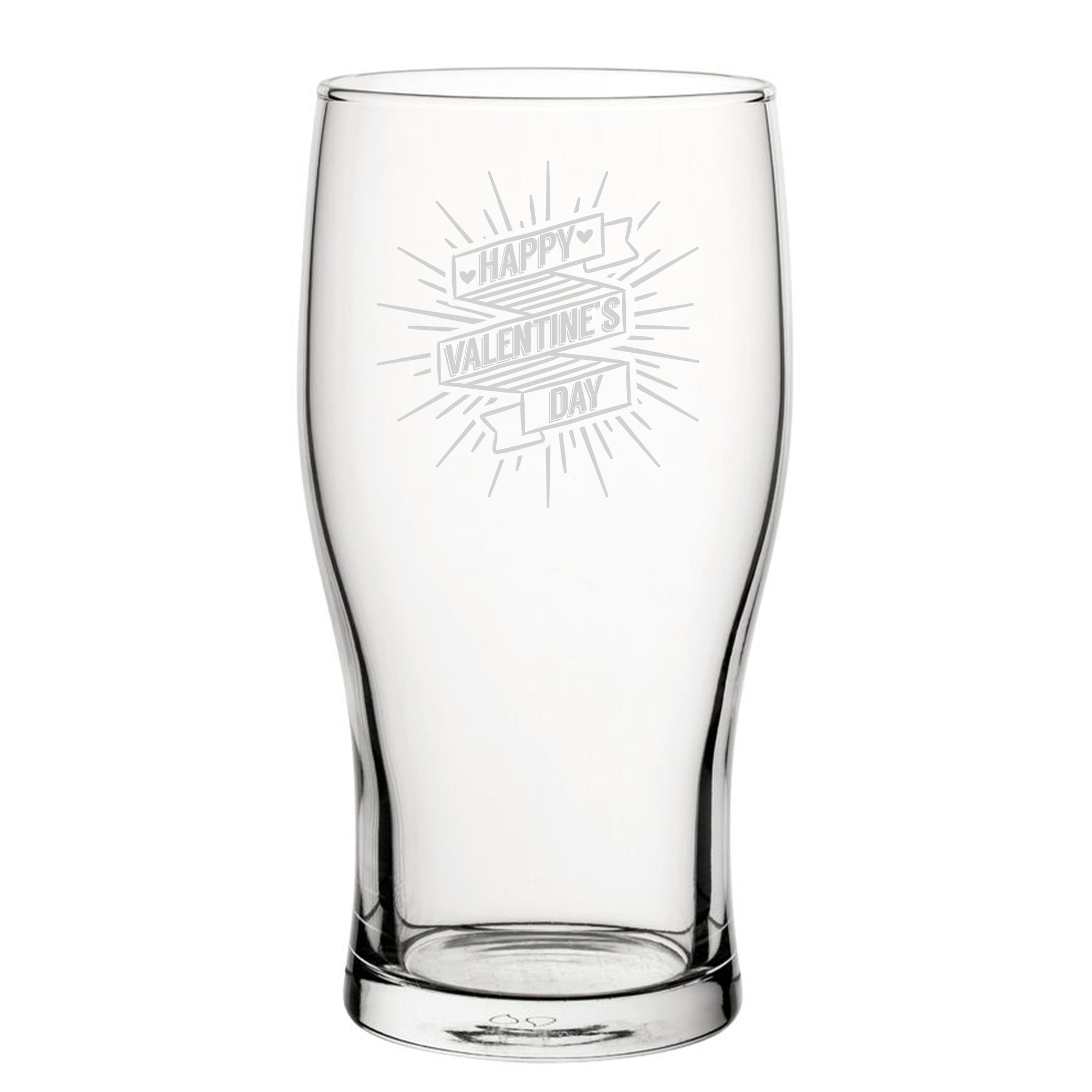 Happy Valentine's Day Banner Design - Engraved Novelty Tulip Pint Glass