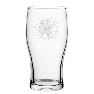 Happy Valentine's Day Banner Design - Engraved Novelty Tulip Pint Glass