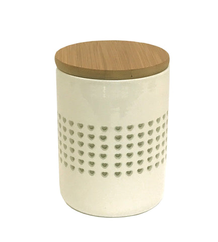 Heart Cut Out Storage Canister With Wood Lid