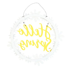 Hello Spring Hanging Daisy Wreath Decoration
