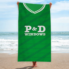 Hibernian Retro 1988 Home Shirt - Personalised Lightweight, Microfibre Retro Beach Towel - 150cm x 75cm