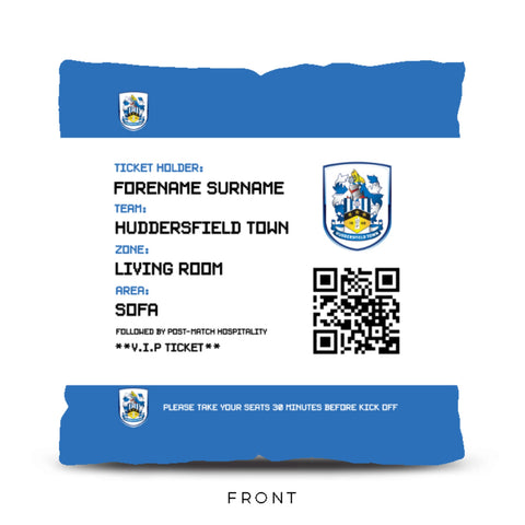 Huddersfield Town Personalised Cushion - Fans Ticket (18 inches)