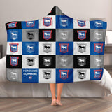 Ipswich Town Personalised Adult Hooded Fleece Blanket - Chequered