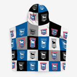 Ipswich Town Personalised Kids' Hooded Towel - Chequered