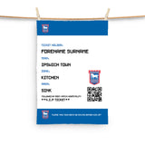 Ipswich Town Tea Towel - Personalised (Fans Ticket Design)